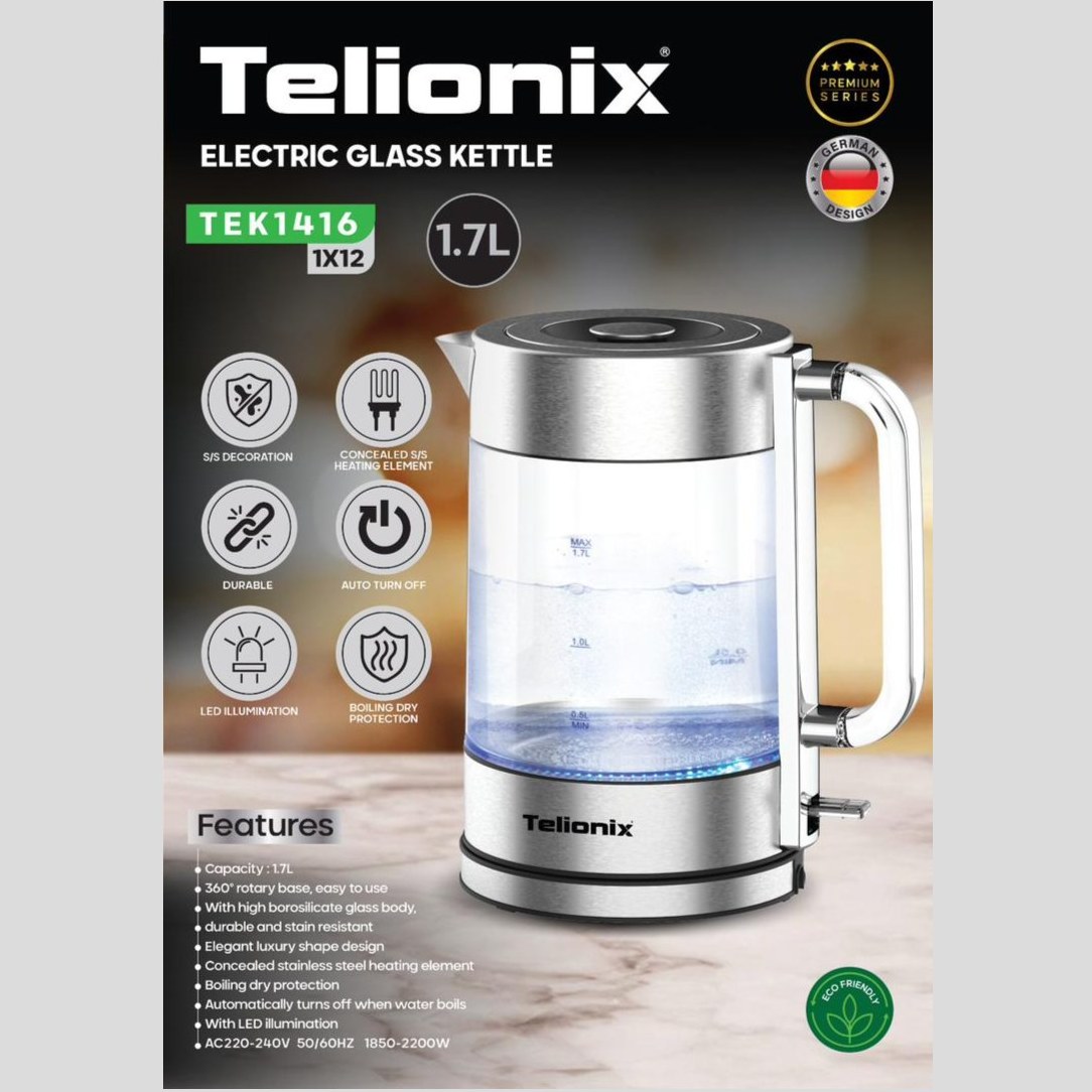 کتری برقی شیشه ای تلیونیکس مدل TEK1416